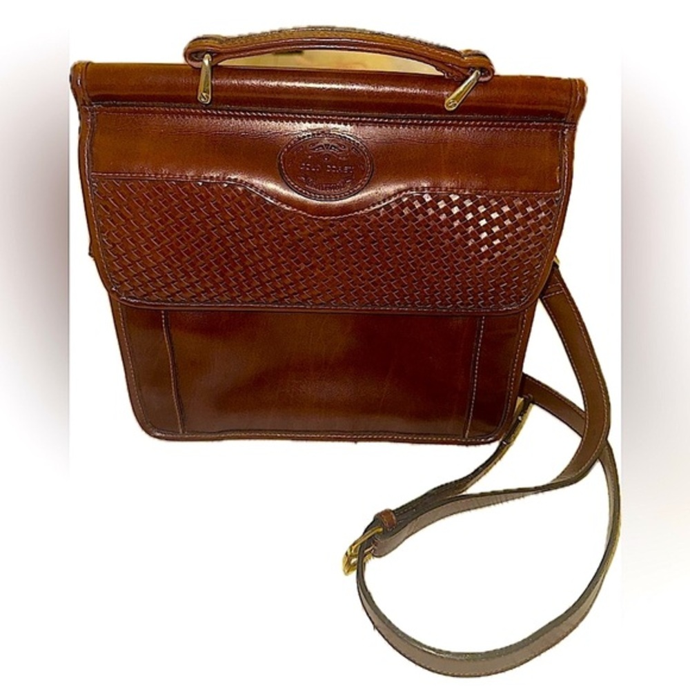 VTG Gold Coast Brown Crossbody Handbag in Cognac Brown & Gold Detail